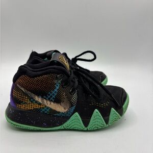Nike Black and Green Kyrie Sneakers with Zigzag Sole